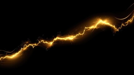 Poster - Elegant golden graph on a deep black screen, showing a positive trend line and candlestick details, symbolizing rising gold investment