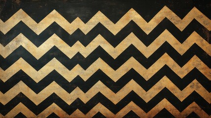 Poster - Fine zigzag lines in metallic shades, arranged in a repetitive pattern on a dark background, giving a dynamic and textured appearance