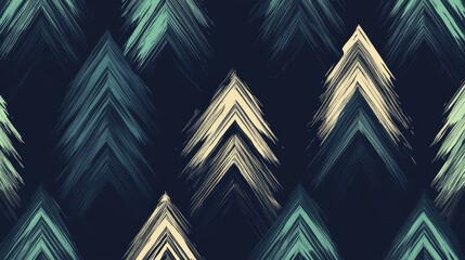 Poster - Fine zigzag lines in metallic shades, arranged in a repetitive pattern on a dark background, giving a dynamic and textured appearance