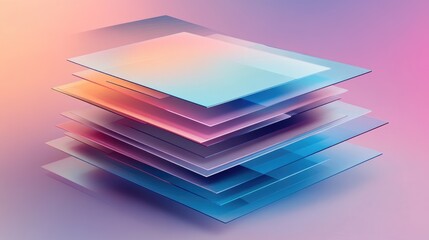 Poster - Layered D area graphs in gradient colors, stacked and overlapping to create a sense of depth and complex data representation