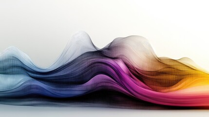 Fototapete - Layered mountain-shaped graphs in semi-transparent colors, creating depth and showcasing data trends over time
