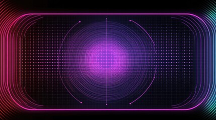 Poster - Neon-colored circles and lines in a digital grid pattern, with glowing points connected by thin lines, forming a high-tech graphic layout