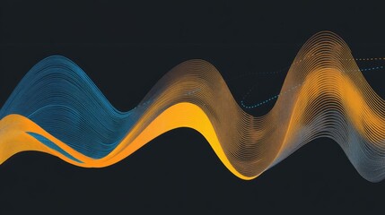 Poster - overlapping line graphs in contrasting colors on a dark background, symbolizing business trends and 