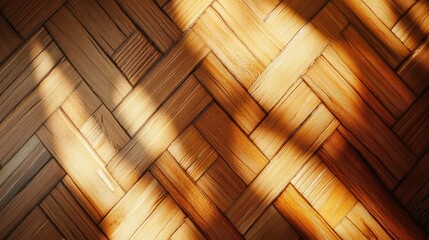 Poster - Thin diagonal lines crossing in a herringbone pattern, with subtle shadows, creating depth and texture on a light background