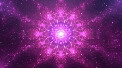 Poster - Vibrant pink and purple fireworks exploding in a starburst pattern, illuminating the night sky with a sense of joy and celebration