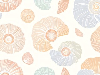 Naklejka na meble Pastel Seashells Pattern: A Whimsical Underwater Design
