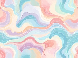 Wall Mural - abstract pastel wave painting: serene watercolor swirls