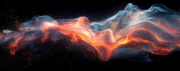 Wall Mural - a bold holographic blob, shimmering and shifting on a black backdrop, creating a futuristic look.