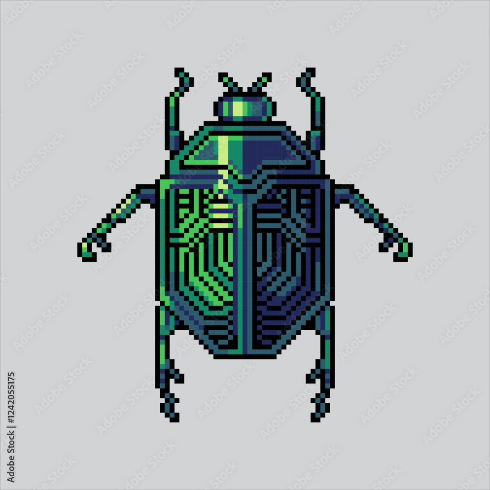 Pixel art illustration Egyptian Beetle. Pixelated Scarab Insect ...