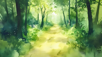 Wall Mural - illustrate lush green forest