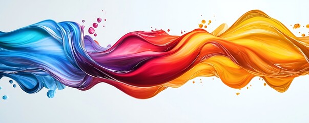 Wall Mural - a brushstroke of vibrant color paint ribbon, swirling and flowing in an abstract wave pattern, ideal