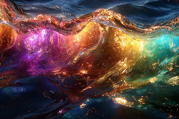 Wall Mural - a colorful liquid background with undulating waves, in stunning shades of neon that evoke a sense of