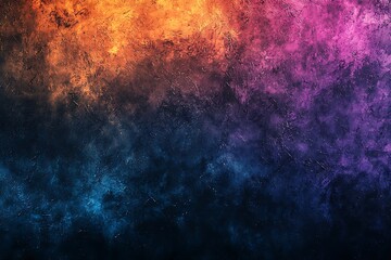 Wall Mural - a dark, moody gradient of blue, orange, purple, and black, with grainy texture to form an abstract b
