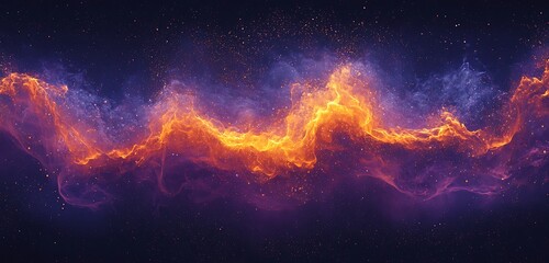 Wall Mural - a dark noisy grainy background in purple and orange, featuring an abstract glowing shape perfect for