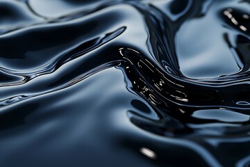 Wall Mural - A deep black liquid surface with swirls of dark water, creating an elegant, mysterious 3D background, perfect for luxury branding.