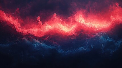 Wall Mural - a deep, rich gradient from dark blue to red with neon-like waves, creating a visually stunning backg