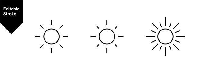 Poster - Sun icon symbol vector set. Sunshine icon symbol	. editable stroke, outline style
