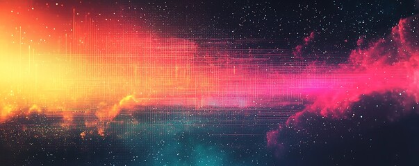 Wall Mural - a digital glitchy noise effect with a 4k gradient and vintage lo-fi , bringing a unique retro aesthe