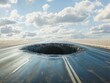 © Rapit - Surreal road with a gaping sinkhole under a dramatic sky showing danger
