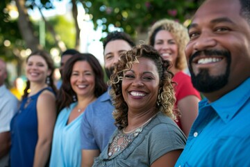 Wall Mural - Group of diverse friends having fun together in a park - Multiethnic group of people bonding outdoors