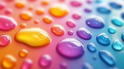 Poster - Colorful Water Droplets on a Vibrant Surface Create a Stunning Visual Effect During Daylight