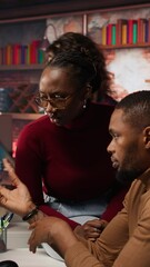 Poster - vertical video teamworking programmers creating deep learning models analyzing data in artificial in