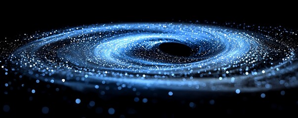 Wall Mural - A gentle swirl of blue water with tiny bubbles forming as it flows in wave-like patterns, isolated on a Black PNG background.