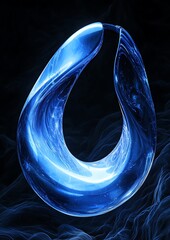 Wall Mural - A glowing blue abstract shape set against a dark grainy black and blue background, perfect for futuristic and dynamic designs.