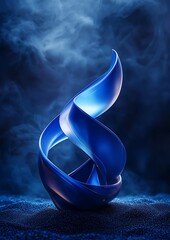 Wall Mural - A glowing blue abstract shape set against a dark grainy black and blue background, perfect for futuristic and dynamic designs.