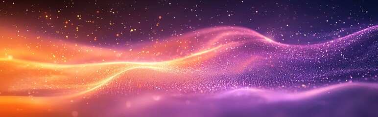 Wall Mural - a grainy gradient background in purple and orange, showcasing vibrant abstract glowing color waves a