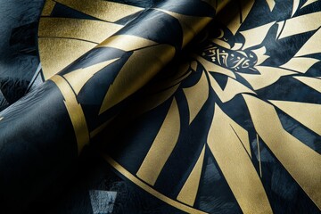Poster - Abstract Gold and Black Pattern Textile Close-Up