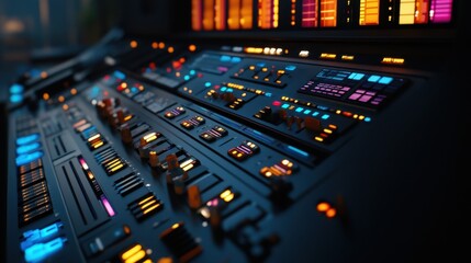Poster - A color-coded production pipeline displayed on a high-tech control panel.