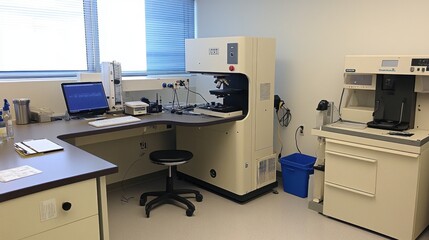 Poster - A high-tech quality control station tracking defects and production consistency.