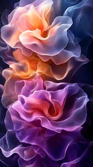 Fototapete - A dynamic composition with transparent shapes and vibrant gradients evokes movement and energy, creating a modern feel. Ideal for backgrounds in graphic design or digital media conveying innovation.