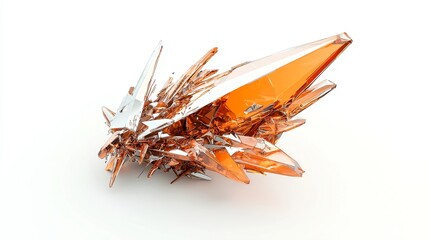 Poster - Shattered Starblade, an intricate 3D illustration showcasing a fragmented weapon emitting scattered light against a pristine white backdrop, evoking a sense of fantasy and intrigue.