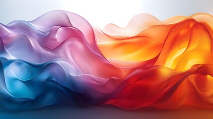 Fototapete - A dynamic composition with transparent shapes and vibrant gradients evokes movement and energy, creating a modern feel. Ideal for backgrounds in graphic design or digital media conveying innovation.