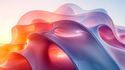 Fototapete - A dynamic composition with transparent shapes and vibrant gradients evokes movement and energy, creating a modern feel. Ideal for backgrounds in graphic design or digital media conveying innovation.