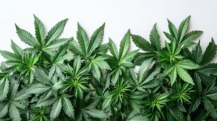 Wall Mural - Cannabis leaves border on white background