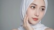© Diansunday - Elegant Muslim Woman in White Hijab: Skincare, Beauty, and Fashion Portrait Photography