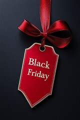 Poster - Get the perfect black friday gift tag image for all your sale needs with this red tag on a black background!