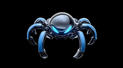 futuristic cyber spider robot, dark background, digital art, tech illustration