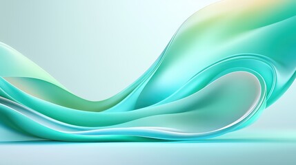 Poster - A mesmerizing swirl of blue-green waves, layered with smooth flowing shapes, creating an energetic and fluid abstract composition.