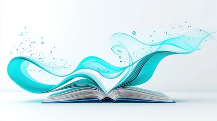 Poster - A minimalist illustration of a book opening with smooth, flowing lines, symbolizing knowledge and storytelling in a simple yet elegant design.