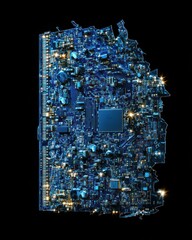 Poster - circuit board, glowing, technology, dark background, abstract art, tech concept
