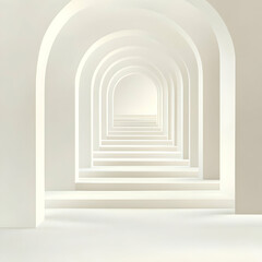 Wall Mural - White Archway Corridor, Perspective, Depth, Light