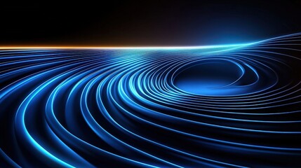 Poster - High-tech, glowing 3D curves in electric blue, casting sharp shadows over a dark background, creating a dramatic sci-fi effect.