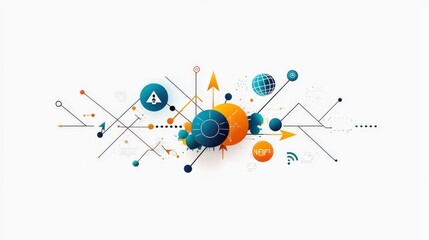 Poster - Minimalist flat design pointers in various geometric styles, including arrows, location markers, and abstract navigation symbols, set against a clean, professional background.