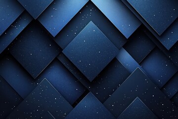 Poster - Abstract blue geometric pattern with layered diamond shapes