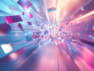 Poster - Dynamic Explosion of Colorful Light and Shapes in a Futuristic Space