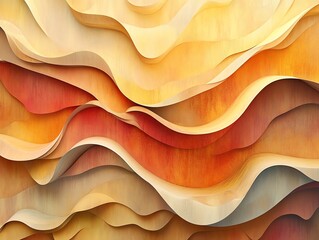 Poster - Colorful Waves of Textured Paper Create a Dynamic Backdrop in Warm Shades of Orange and Yellow